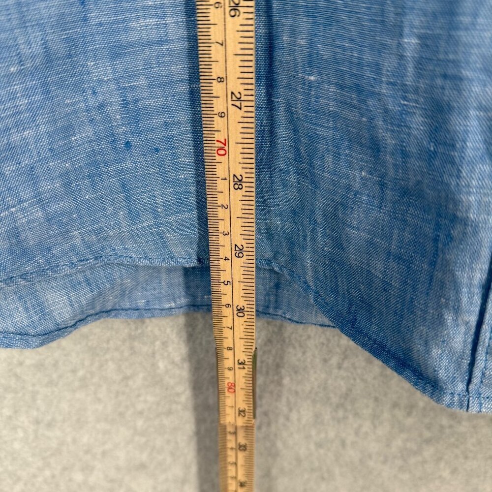 Just Jeans Womens 100% Linen Button Down Shirt Size 12 Blue Coastal Casual Beach - Picture 10 of 11